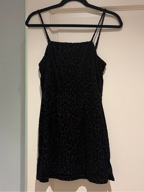 Urban Outfitters Black Velvet Leopard Mini Dress